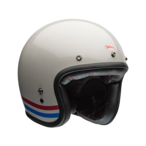 Bell Custom 500 Stripe Vintage Jet Helmet (bianco / blu / rosso)