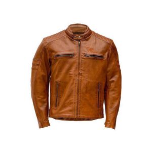 Rusty Stitches Jari, giacca da moto in pelle con imballaggio esterno (marrone)
